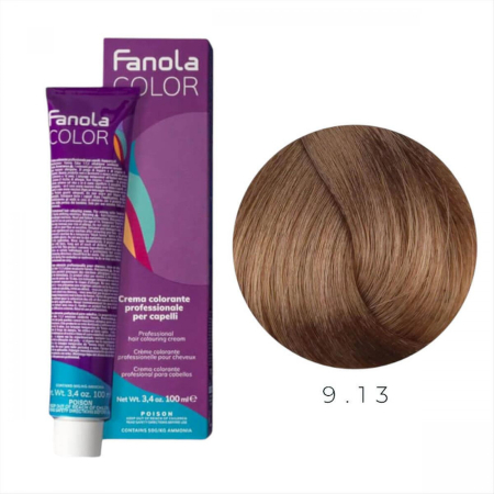 Coafura si Frizerie - Vopsea de Par 9.13 Tehnica Permanenta - Fanola Color Cream Blond Bej Foarte Deschis 100ml