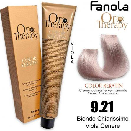 Coafura si Frizerie - Vopsea de Păr 9.21 Blond Violet Cenușiu Foarte Deschis Fără Amoniac – Color Keratin Oro Puro 24K Oro Therapy