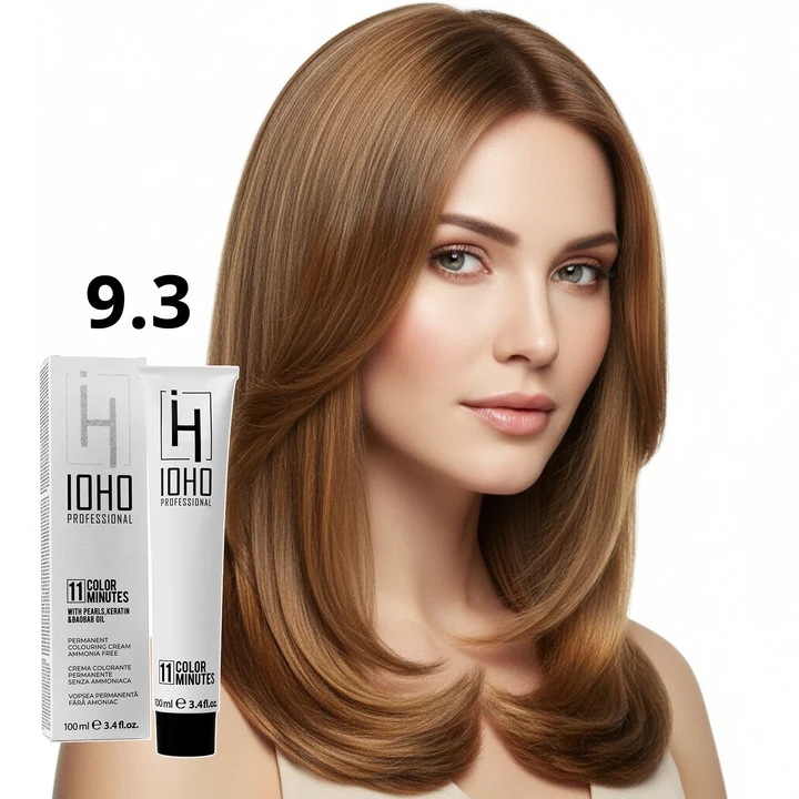 Vopsea de par - Vopsea de Par 9.3 Permanenta Fara Amoniac - Color 11 Minutes Blond Auriu Foarte Deschis