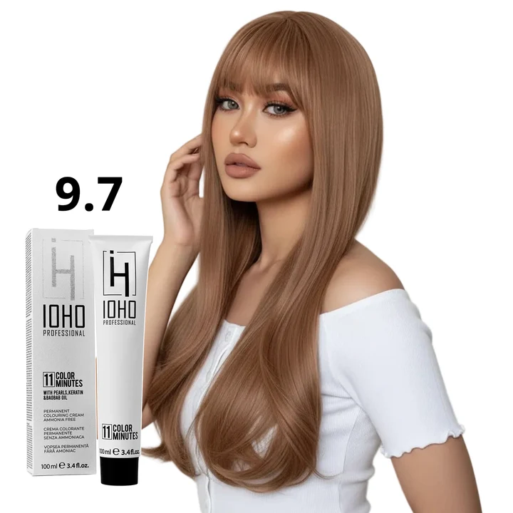 Vopsea de par - Vopsea de păr Ioho Professional 9.7 Blond Maroniu Foarte Deschis – fără amoniac, culoare caldă și acoperire uniformă