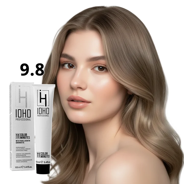 Vopsea de par - Vopsea de păr Ioho Professional 9.8 Blond Bej Foarte Deschis fără amoniac – nuanță bej naturală și culoare uniformă