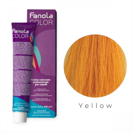 Coafura si Frizerie - Vopsea de Par Corector Galben Tehnica Permanenta - Fanola Color Cream Yellow Intensifier 100ml