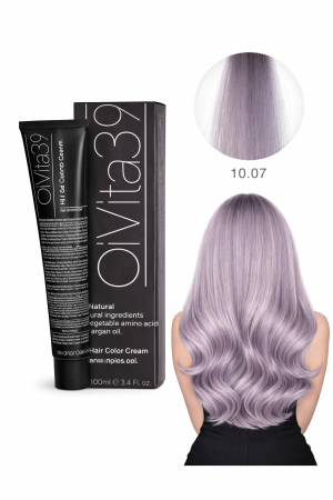 Coafura si Frizerie - Vopsea de Păr Permanentă cu Amoniac, Argan și Aminoacizi fara PPD 10.07 Blond Foarte Deschis Irizat– Hair Color Cream Profesională 100 m