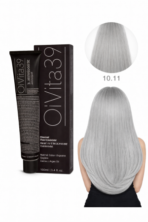 Vopsea de par - Vopsea de Păr Permanentă cu Amoniac, Argan și Aminoacizi fara PPD 10.11 Blond Foarte Deschis Cenușiu– Hair Color Cream Profesională 100 ml