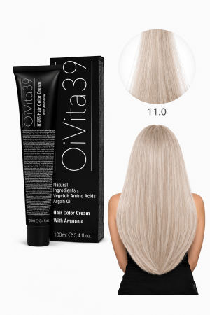 Vopsea de par - Vopsea de Păr Permanentă cu Amoniac, Argan și Aminoacizi fara PPD 11.0 Blond Ultra Deschis Natural – Hair Color Cream Profesională 100 ml