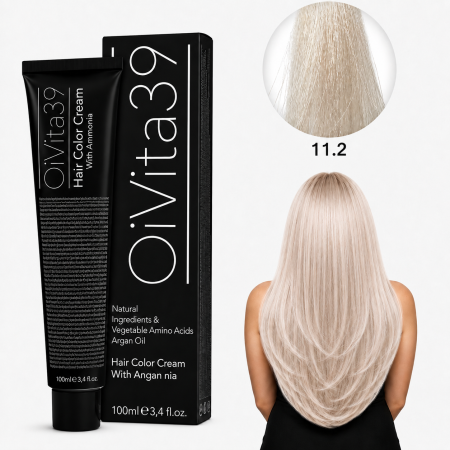 Vopsea de par - Vopsea de Păr Permanentă cu Amoniac, Argan și Aminoacizi fara PPD 11.1 Blond Extra Deschis Cenușiu – Hair Color Cream Profesională 100 ml