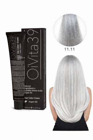 Vopsea de par - Vopsea de Păr Permanentă cu Amoniac, Argan și Aminoacizi fara PPD 11.11 Blond Foarte Deschis Cenușiu Intens – Hair Color Cream Profesională 100 ml