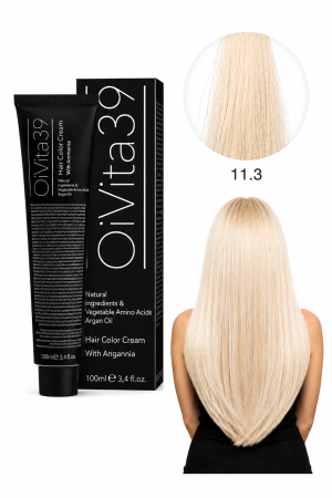 Vopsea de par - Vopsea de Păr Permanentă cu Amoniac, Argan și Aminoacizi fara PPD 11.3 Blond Special Auriu – Hair Color Cream Profesională 100 ml