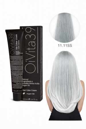 Vopsea de par - Vopsea de Păr Permanentă cu Amoniac, Argan și Aminoacizi fara PPD 11.11SS Blond Foarte Deschis Cenușiu Super Intens– Hair Color Cream Profesională 100 ml