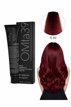 Vopsea de par - Vopsea de Păr Permanentă cu Amoniac, Argan și Aminoacizi fara PPD 6.66 Roșu Intens Profund– Hair Color Cream Profesională 100 ml