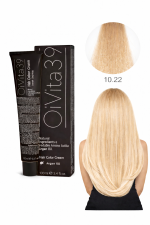Vopsea de par - Vopsea de Păr Permanentă cu Amoniac, Argan și Aminoacizi fara PPD 10.22 Blond Foarte Deschis Bej Perlat – Hair Color Cream Profesională 100 ml