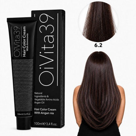Vopsea de par - Vopsea de Păr Permanentă cu Amoniac, Argan și Aminoacizi fara PPD 6.2 Blond Închis Violet – Hair Color Cream Profesională 100 ml