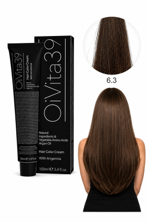 Coafura si Frizerie - Vopsea de Păr Permanentă cu Amoniac, Argan și Aminoacizi fara PPD 6.3 Blond Închis Auriu – Hair Color Cream Profesională 100 ml