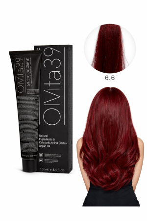Vopsea de par - Vopsea de Păr Permanentă cu Amoniac, Argan și Aminoacizi fara PPD  6.6 Roșu Intens – Hair Color Cream Profesională 100 ml