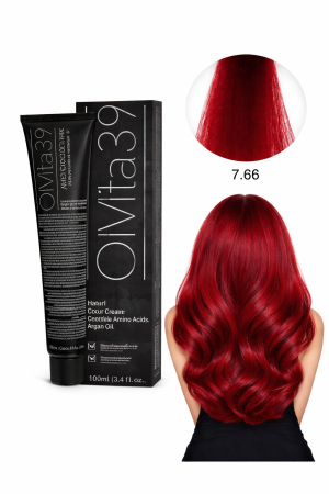 Vopsea de par - Vopsea de Păr Permanentă cu Amoniac, Argan și Aminoacizi fara PPD 7.66 Blond Roșcat Intens– Hair Color Cream Profesională 100 m