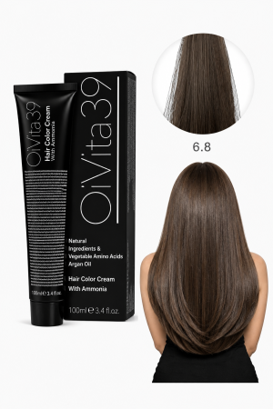 Coafura si Frizerie - Vopsea de Păr Permanentă cu Amoniac, Argan și Aminoacizi fara PPD 6.8 Blond Închis Ciocolată – Hair Color Cream Profesională 100 ml