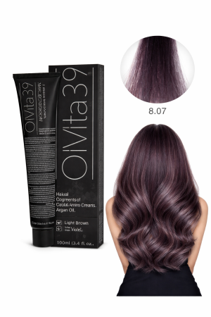Vopsea de par - Vopsea de Păr Permanentă cu Amoniac, Argan și Aminoacizi fara PPD 8.07 Blond Deschis Natural Maroniu– Hair Color Cream Profesională 100 m