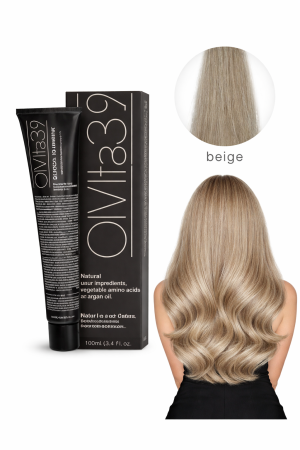 Coafura si Frizerie - Vopsea de Păr Permanentă cu Amoniac, Argan și Aminoacizi fara PPD Blond  Bej– Hair Color Cream Profesională 100 m