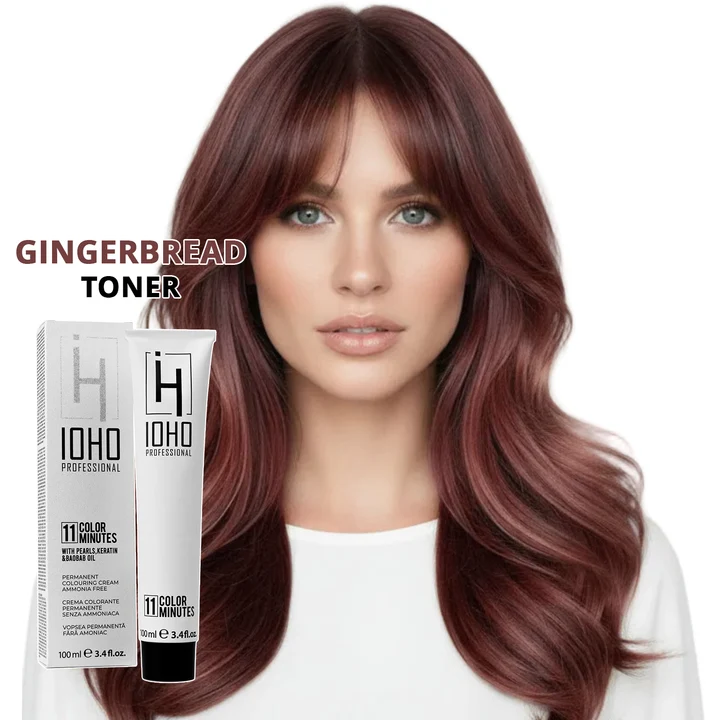 Vopsea de par - Vopsea toner cafeniu Gingerbread Ioho Professional fără amoniac – nuanță caldă naturală, tonalizare uniformă și strălucire intensă