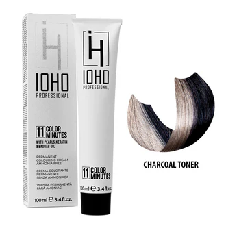 Vopsea de par - Vopsea toner gri antracit Charcoal Ioho Professional fără amoniac – neutralizare galben și obținere gri rece intens uniform