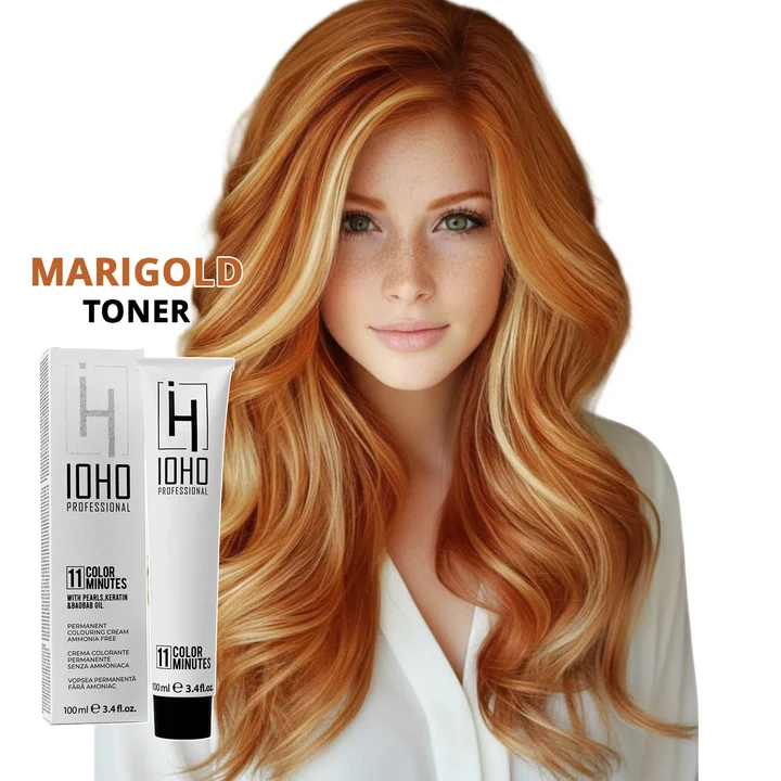 Vopsea de par - Vopsea toner portocaliu Marigold Ioho Professional fără amoniac – nuanță portocaliu intens, tonalizare uniformă și strălucire vibrantă