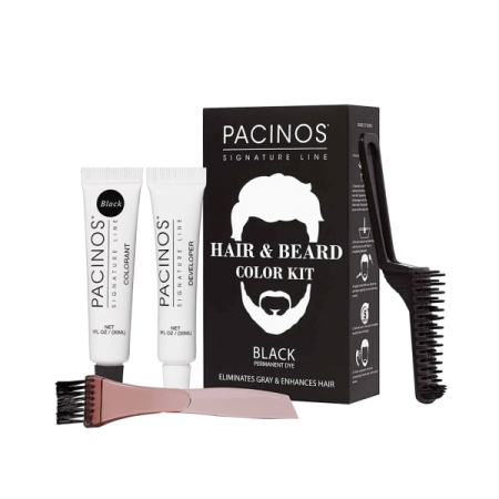 Barber - Vopsea pentru Par si Barba Pacinos Hair & Beard Color Kit Negru