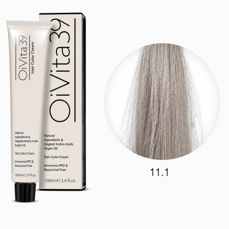 Coafura si Frizerie - Vopsea Profesională Fără Amoniac OiVita39 11.1 Blond Extra Deschis Cenușiu 100ml
