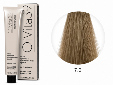Coafura si Frizerie - Vopsea Profesională OiVita39 Hair Color Cream 7.0 Blond Mediu 100ml
