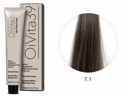 Coafura si Frizerie - Vopsea Profesională OiVita39 Hair Color Cream 7.1 Blond Mediu Cenușiu 100ml
