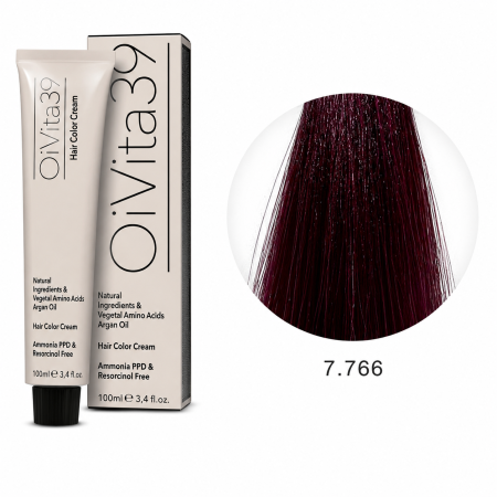 Coafura si Frizerie - Vopsea Profesională OiVita39 7.766 Blond Mediu Roșu Violet Intens 100ml