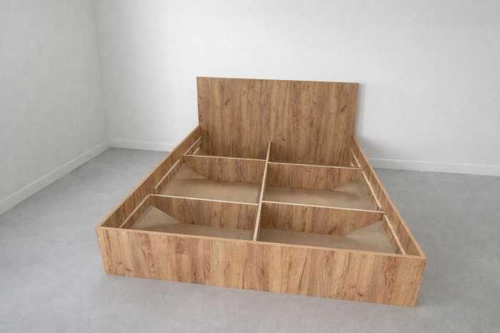 Pat stejar auriu suspendat din pal melaminat 160x200 cm [2]