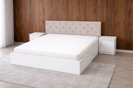 Paturi matrimoniale - Pat alb din pal melaminat 160x200 cm