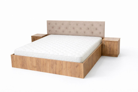 Paturi matrimoniale - Pat stejar auriu din pal melaminat 160x200 cm