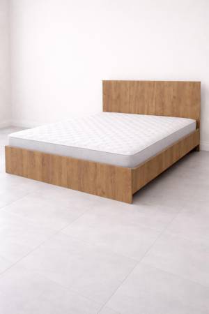 Paturi matrimoniale - Pat stejar auriu suspendat din pal melaminat 160x200 cm