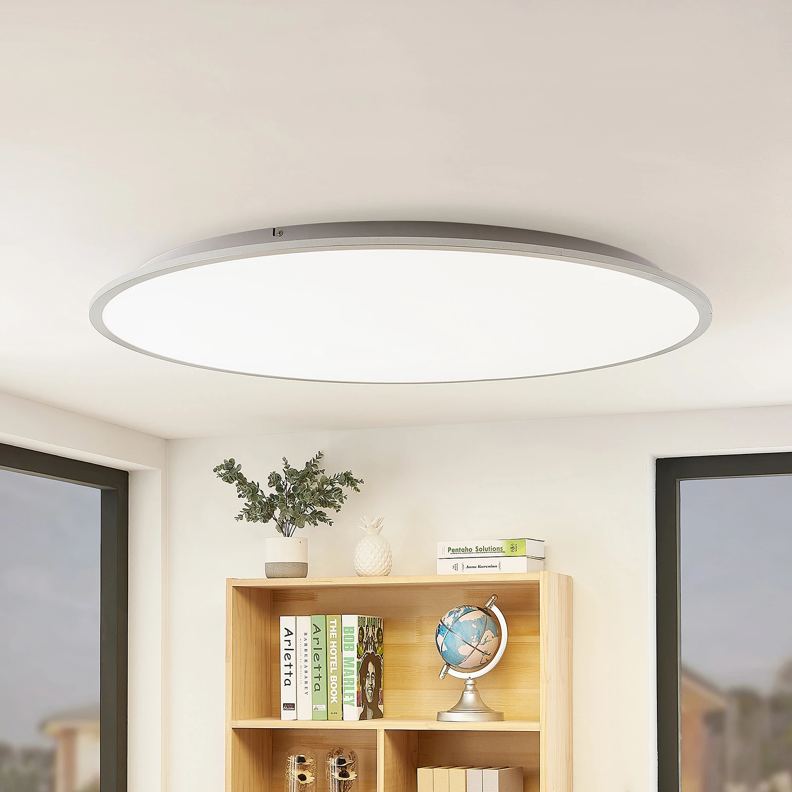 Lindby plafonieră LED Narima, 4.000 K, Ø 100 cm, argintiu