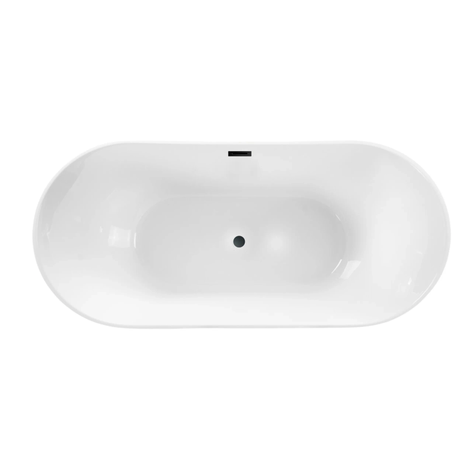 Cadă freestanding PARMA alb cu preaplin și dop negru, 170x72 cm, din acril [3]