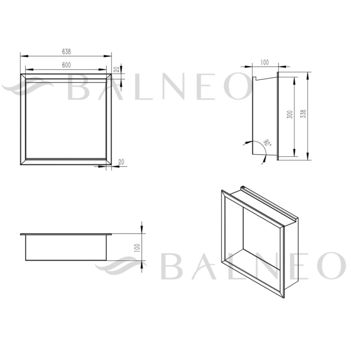 Raft încastrat Balneo Wall-Box One, 30x30x10 cm, Auriu cu LED [5]