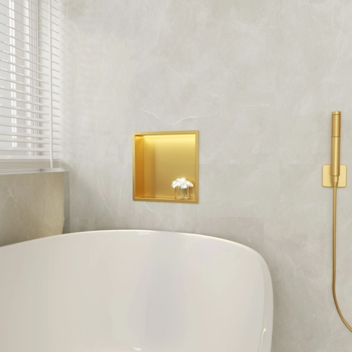 Raft încastrat Balneo Wall-Box One, 30x30x10 cm, Auriu cu LED [4]