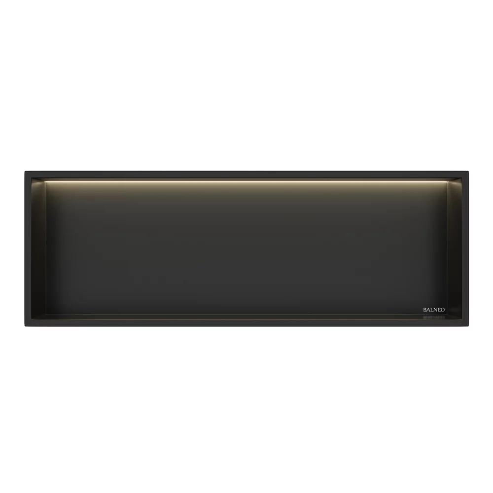 Raft încastrat Balneo Wall-Box One, 90x30x10 cm, Negru cu LED [3]