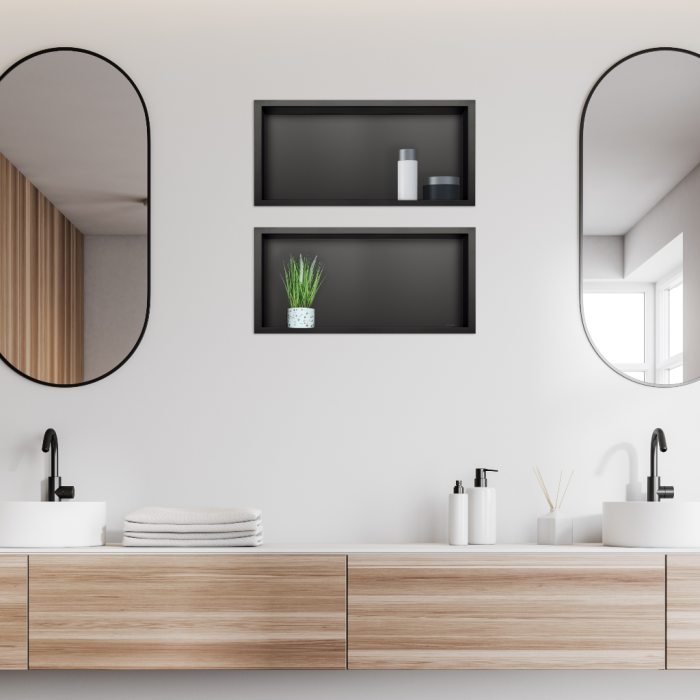 Raft incastrat Balneo Wall-Box, nisa de dus, negru periat, 45x20x10 cm [2]