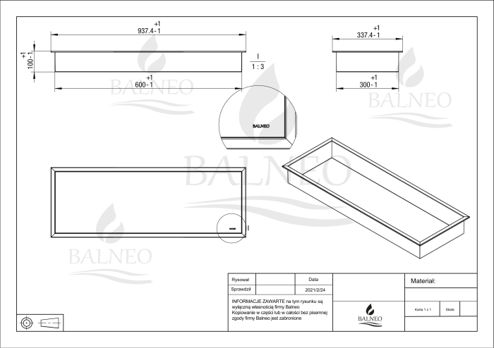 Raft incastrat Balneo Wall-Box, nisa de dus, cupru periat, 90x30x10 cm [3]