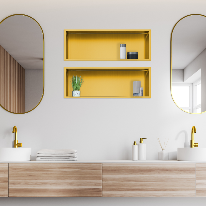 Raft incastrat Balneo Wall-Box, nisa de dus, auriu periat, 60x20x10 cm [2]