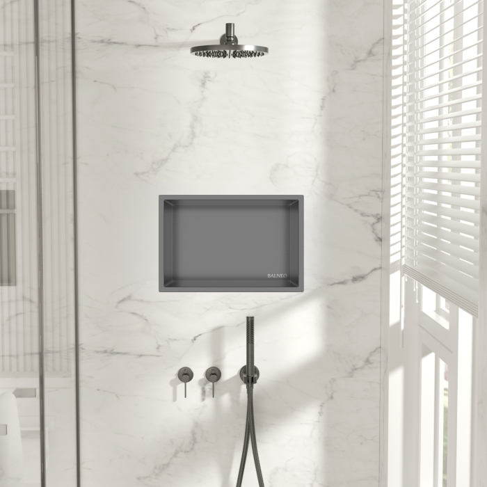 Raft incastrat Balneo Wall-Box One, nisa de dus, Gun Metal periat, 30x20x10 cm [3]