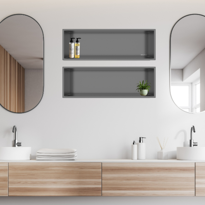 Raft incastrat Balneo Wall-Box One, nisa de dus, Gun Metal periat, 60x20x10 cm [2]