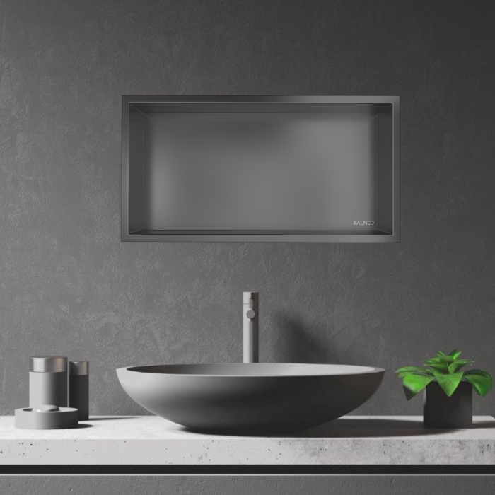 Raft incastrat Balneo Wall-Box One, nisa de dus, Gun Metal periat, 60x30x10 cm [2]