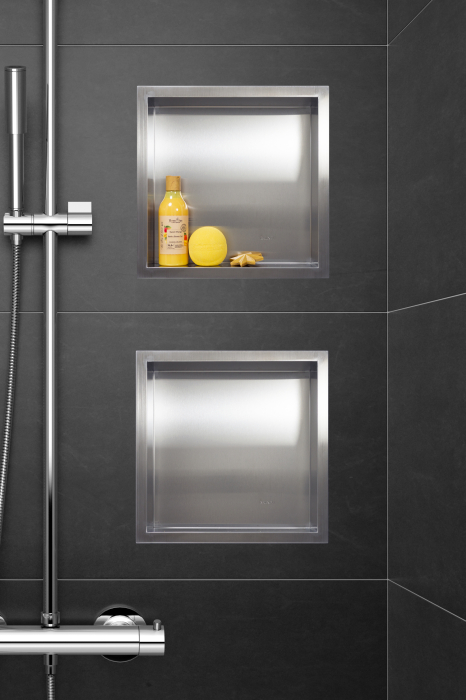 Raft incastrat patrat Balneo Wall-Box, nisa de dus, inox periat, 30 x 30 x 7 cm [3]