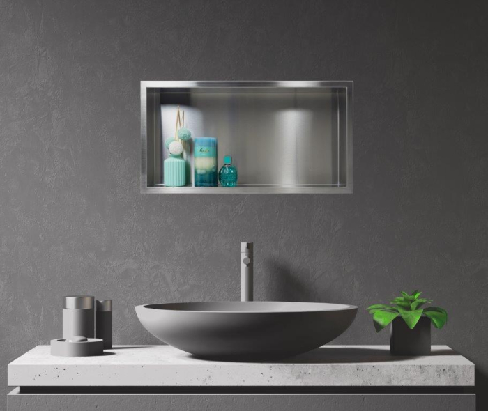 Raft incastrat Balneo Wall-Box, nisa de dus, inox periat, 60 x 30 x 7 cm [4]