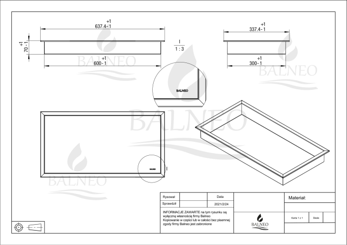 Raft incastrat Balneo Wall-Box, nisa de dus, inox periat, 60 x 30 x 7 cm [3]