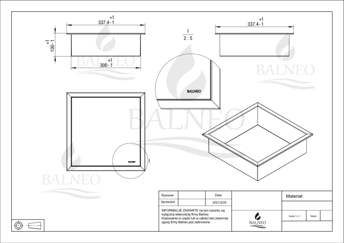 Raft incastrat patrat Balneo Wall-Box, nisa de dus, alb mat, 30 x 30 x 10 cm [3]