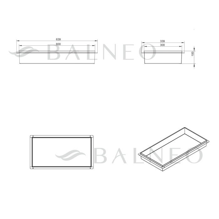 Raft incastrat Balneo Wall-Box, nisa de dus, auriu, fara rama, 60x30x10 cm [3]